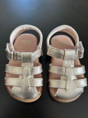 UGG Golden Metallic Leather Fisherman Sandals NEW